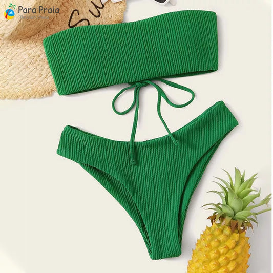 Green Bandeau Bikini Set
